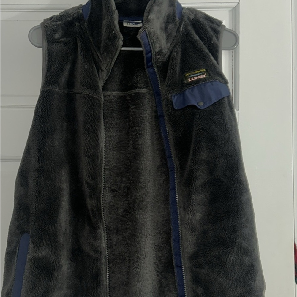L.L. Bean Charcoal and Navy Fleece Vest